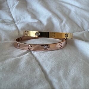 Faux Diamond Screw Love Bracelet in Rose Gold